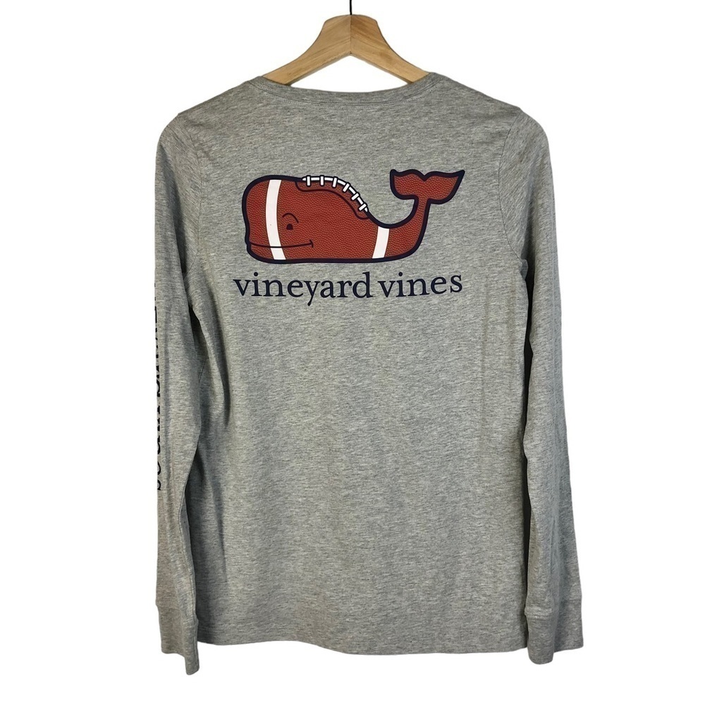 Vineyard Vines Gray Football Whale Long Sleeve T-Shirt XS